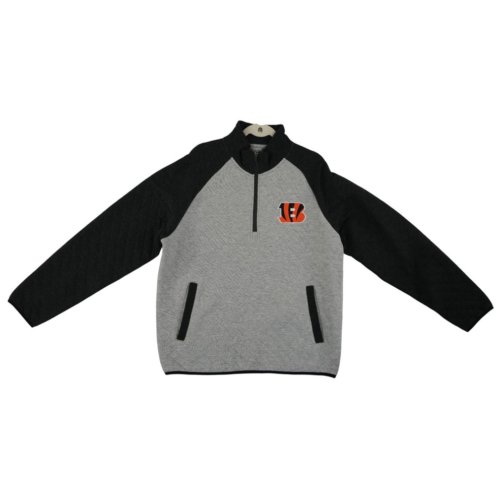 NFL Cincinnati Bengals Quarter Zip Jacket Sweatshirt Men's Size Large Gray Black